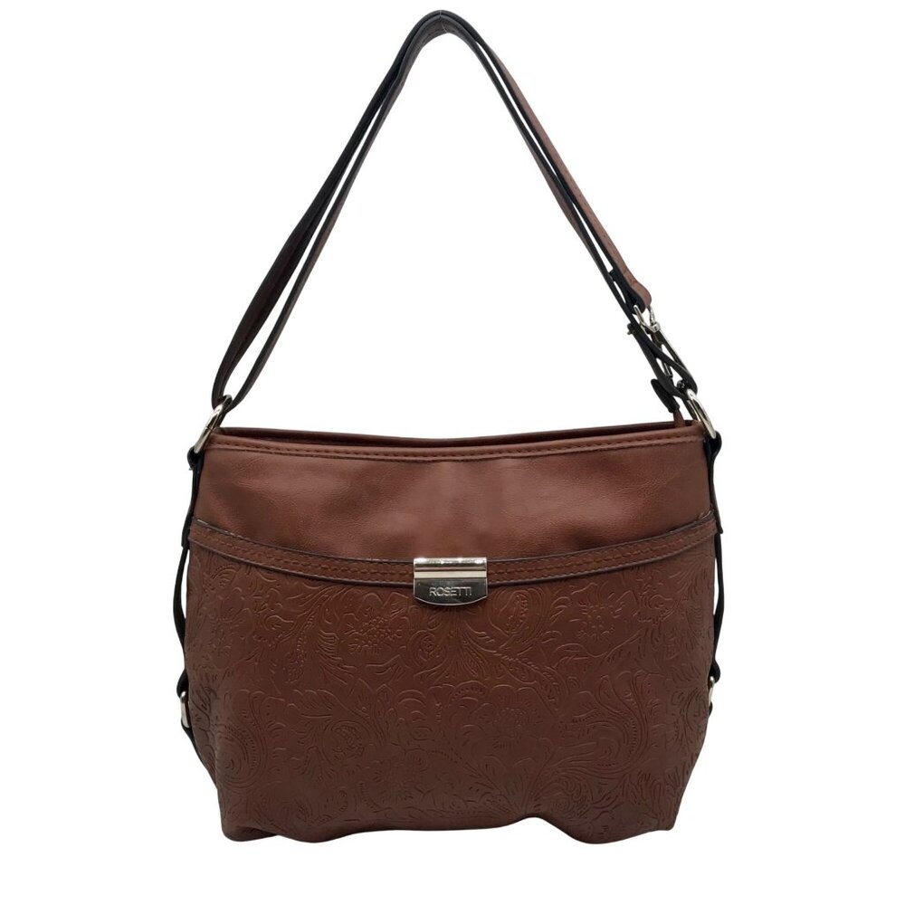 Rosetti Brown Faux Leather Shoulder Bag